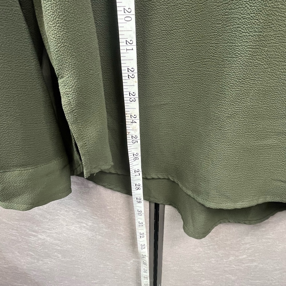 Michael Kors 1X Olive Green Zip Front Blouse ✨ Gold Hardware & Pockets - Picture 5 of 11